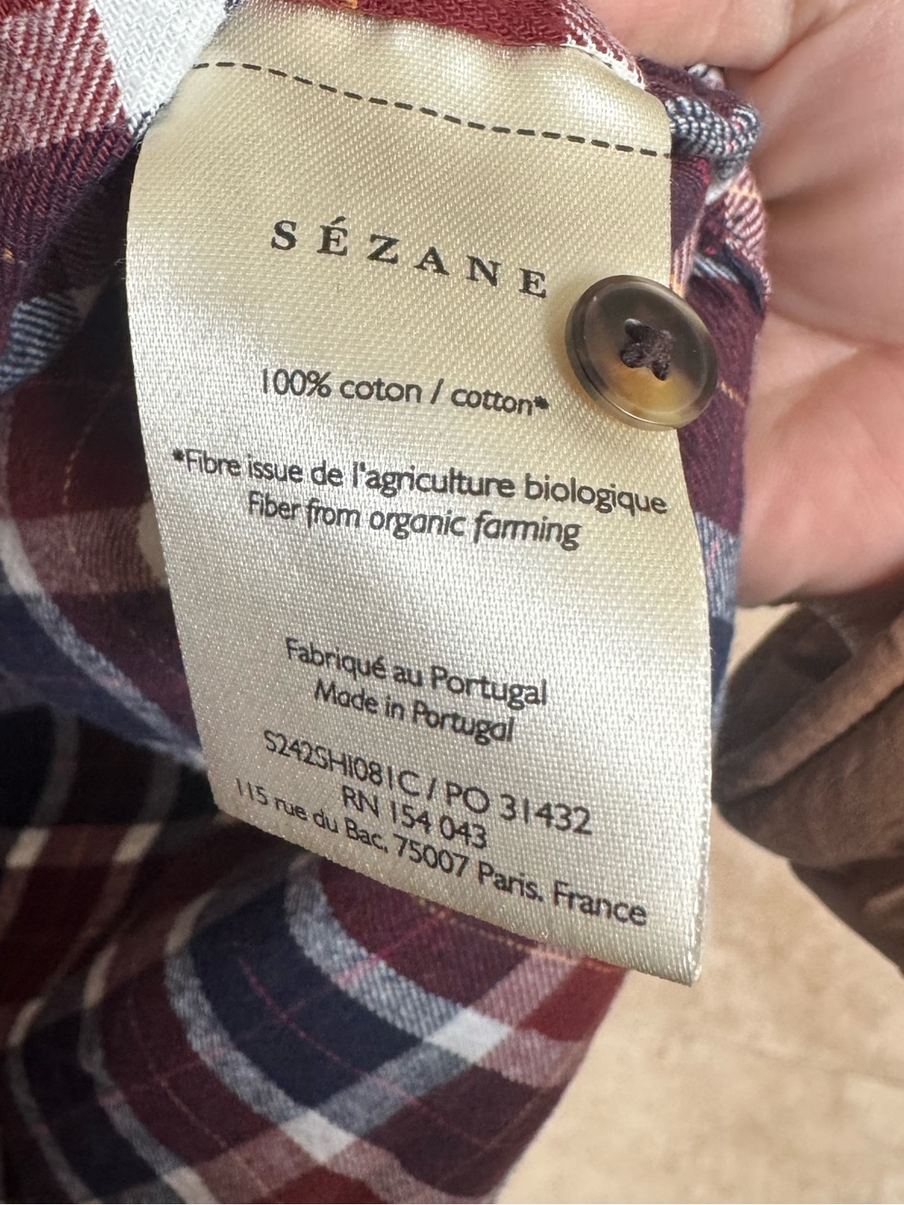 Sézane Max Shirt• Hastings Check Pattern• Size 34/ US 2/ XS - Picture 8 of 9